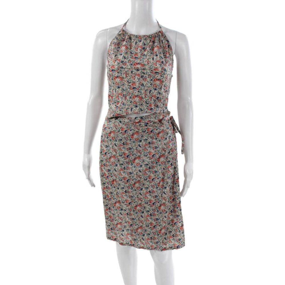Jigsaw Women Floral Halter Tie Sleeveless Cotton Set Multicolor Size 10